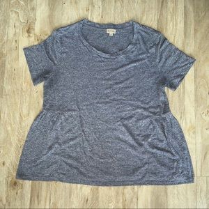 Cremieux Marled Blue Ruffle T-shirt